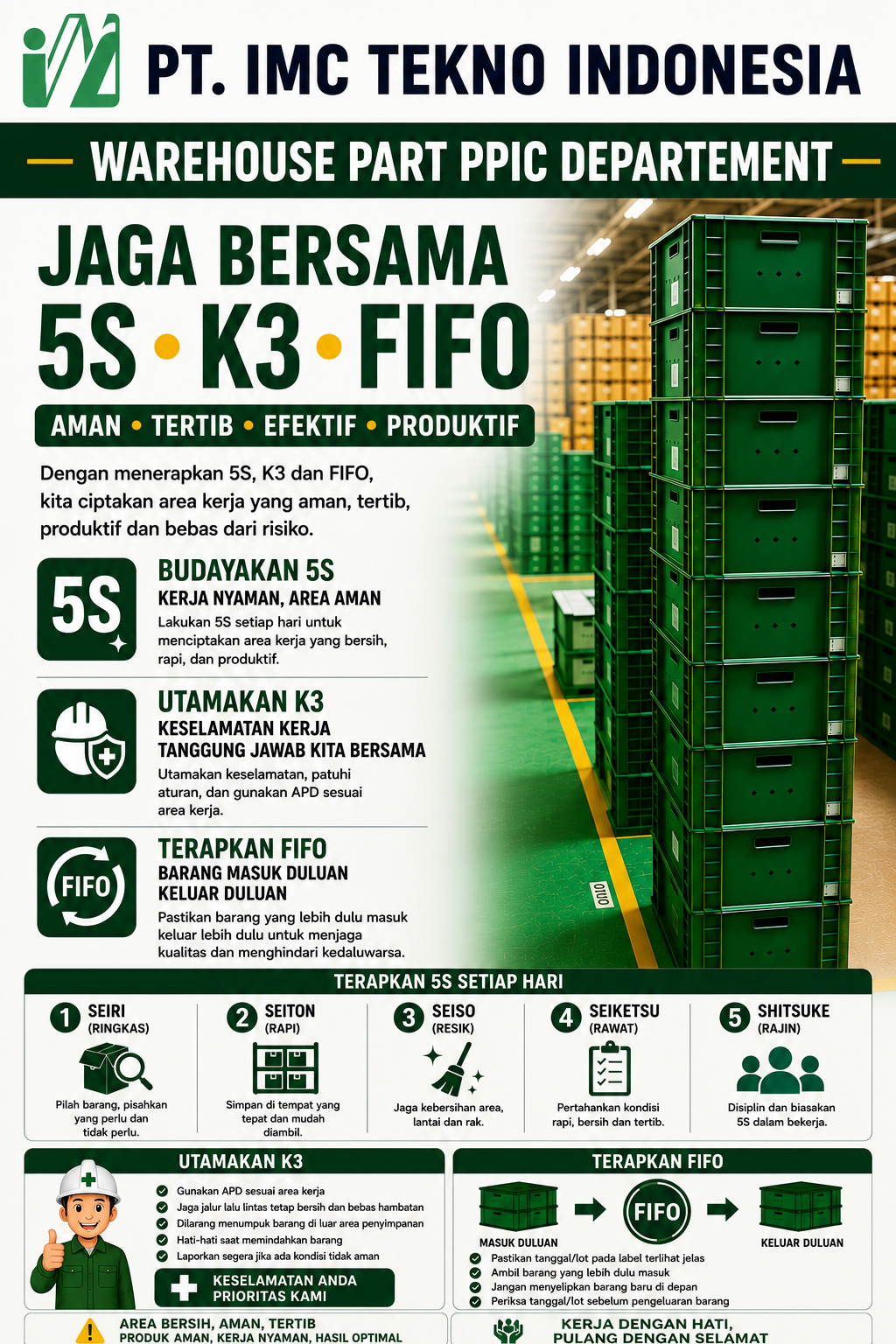 Penerapan 5S, K3, dan FIFO di Area Warehouse Part PPIC Department